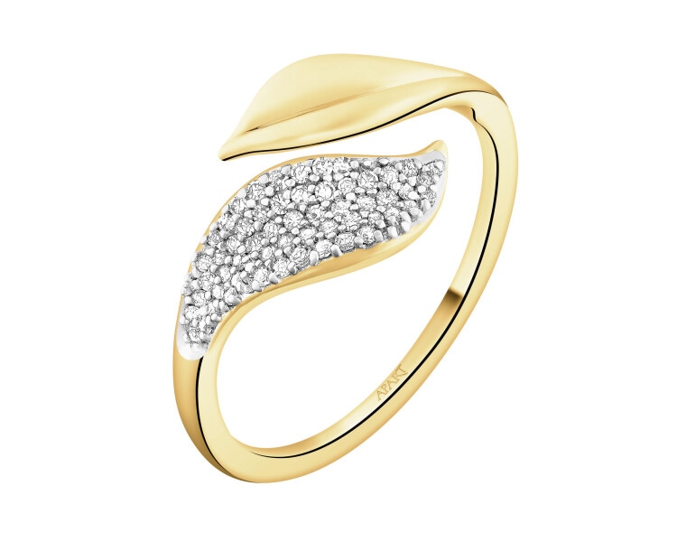 Pierścionek z żółtego złota z diamentami - 0,14 ct - próba 585