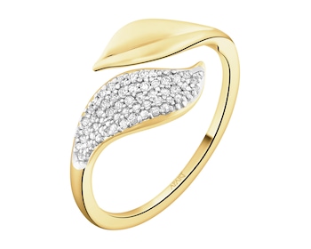Pierścionek z żółtego złota z diamentami - 0,14 ct - próba 585