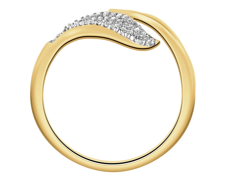 Pierścionek z żółtego złota z diamentami - 0,14 ct - próba 585