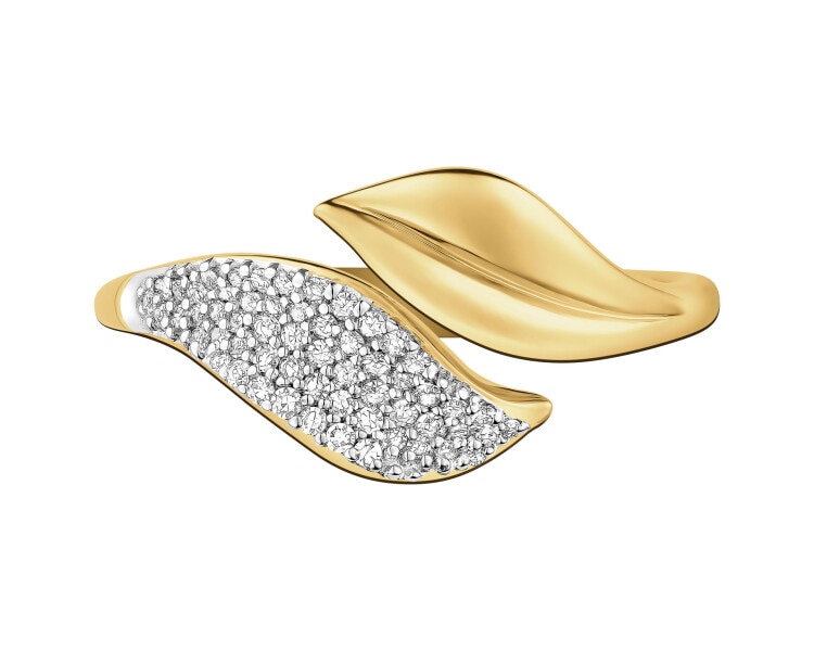 Pierścionek z żółtego złota z diamentami - 0,14 ct - próba 585