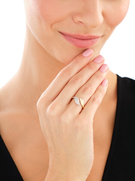 Pierścionek z żółtego złota z diamentami - 0,14 ct - próba 585