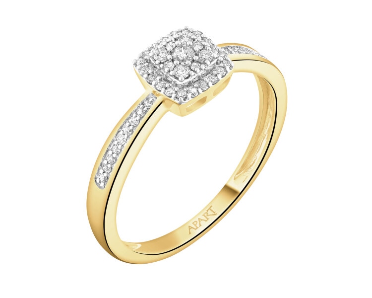 Pierścionek z żółtego złota z diamentami - 0,14 ct - próba 585