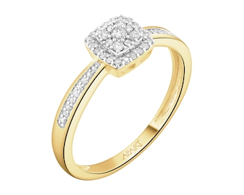 Pierścionek z żółtego złota z diamentami - 0,14 ct - próba 585