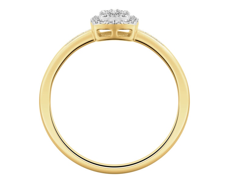 Pierścionek z żółtego złota z diamentami - 0,14 ct - próba 585