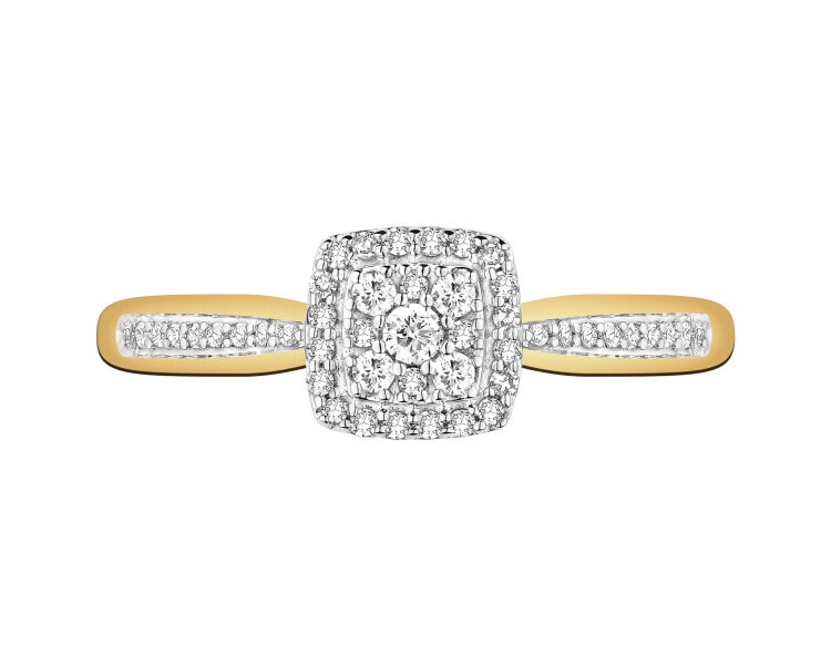 Pierścionek z żółtego złota z diamentami - 0,14 ct - próba 585