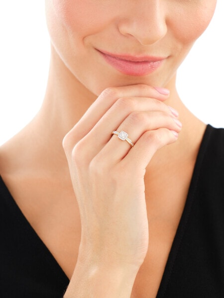 Pierścionek z żółtego złota z diamentami - 0,14 ct - próba 585