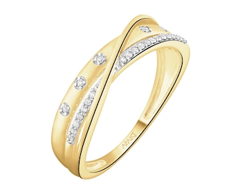 Pierścionek z żółtego złota z diamentami - 0,07 ct - próba 585