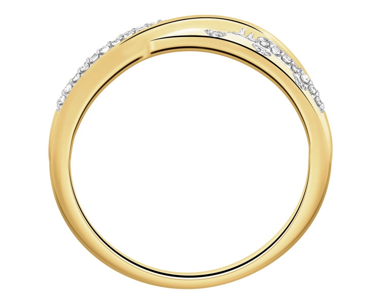 Pierścionek z żółtego złota z diamentami - 0,07 ct - próba 585