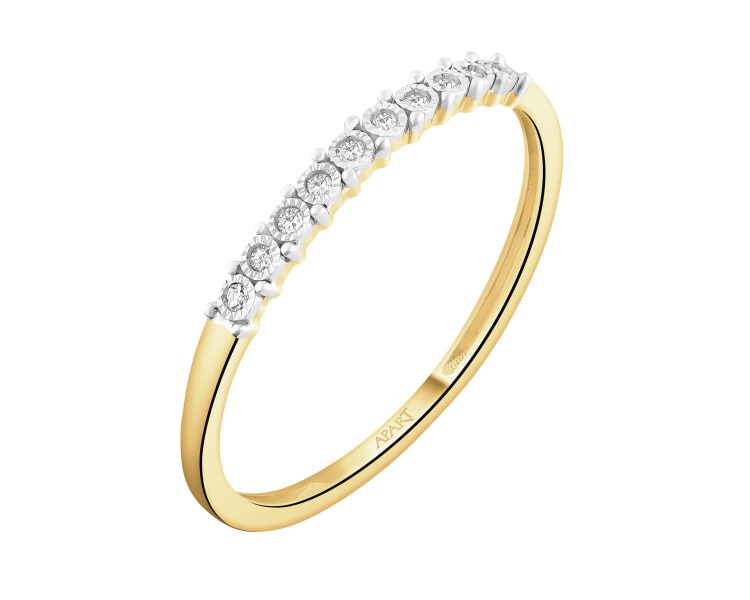 Pierścionek z żółtego i białego złota z diamentami - 0,04 ct - próba 585