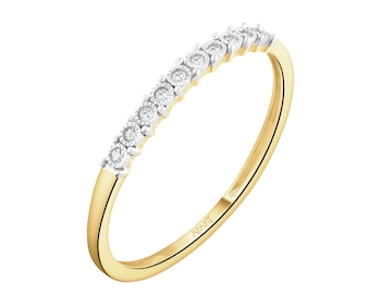 Pierścionek z żółtego i białego złota z diamentami - 0,04 ct - próba 585