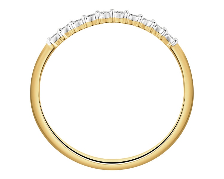 Pierścionek z żółtego i białego złota z diamentami - 0,04 ct - próba 585