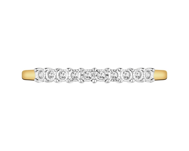 Pierścionek z żółtego i białego złota z diamentami - 0,04 ct - próba 585