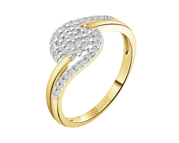 Pierścionek z żółtego złota z brylantami - 0,15 ct - próba 585