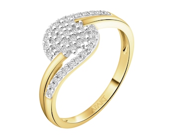 Pierścionek z żółtego złota z brylantami - 0,15 ct - próba 585