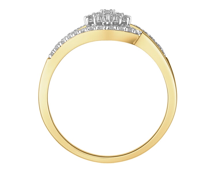 Pierścionek z żółtego złota z brylantami - 0,15 ct - próba 585