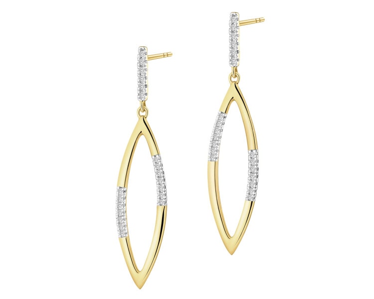 Kolczyki z żółtego złota z diamentami - 0,12 ct - próba 585