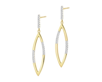 Kolczyki z żółtego złota z diamentami - 0,12 ct - próba 585