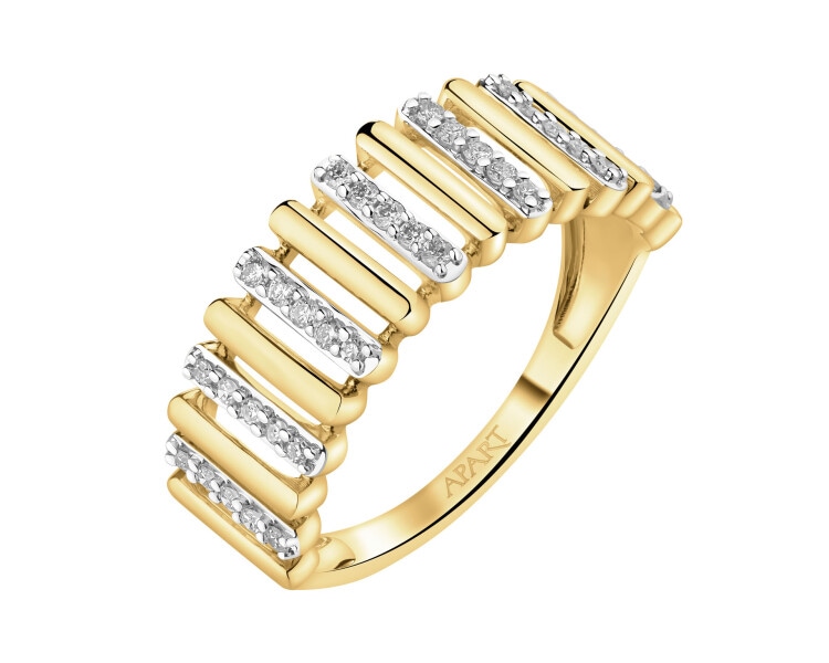 Pierścionek z żółtego złota z diamentami - 0,16 ct - próba 585