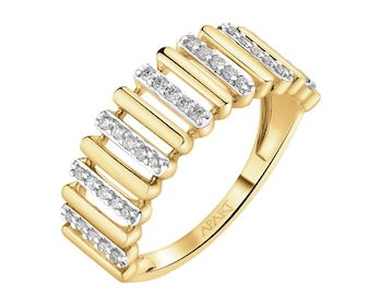 Pierścionek z żółtego złota z diamentami - 0,16 ct - próba 585