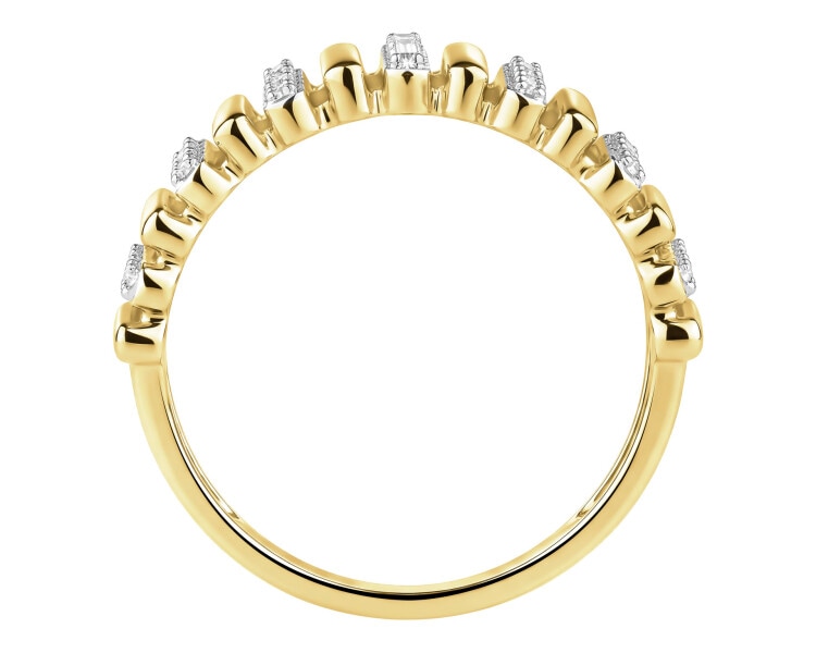 Pierścionek z żółtego złota z diamentami - 0,16 ct - próba 585