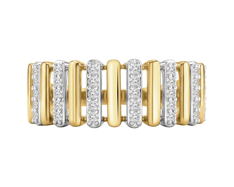 Pierścionek z żółtego złota z diamentami - 0,16 ct - próba 585
