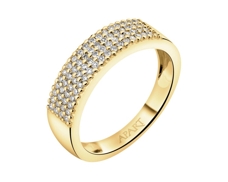 Pierścionek z żółtego złota z diamentami - 0,27 ct - próba 585