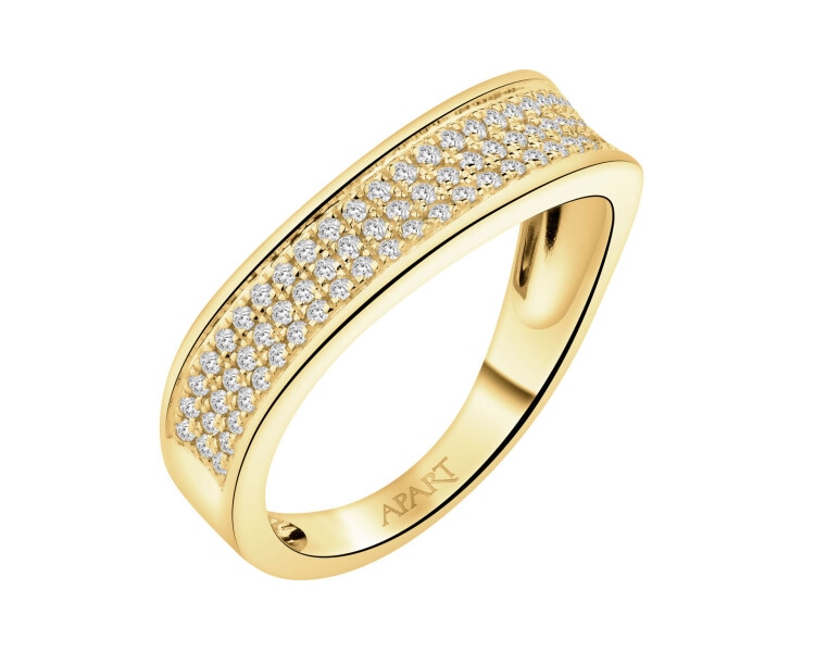Pierścionek z żółtego złota z diamentami - 0,24 ct - próba 585