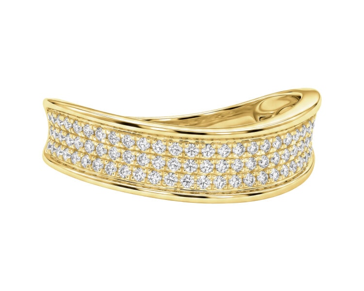 Pierścionek z żółtego złota z diamentami - 0,24 ct - próba 585