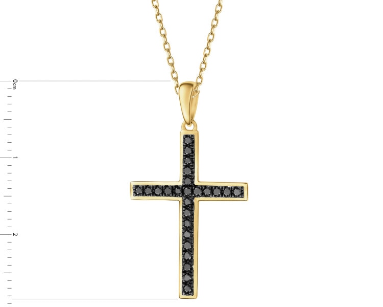 Zlatý přívěsek s černými brilianty - kříž - 0,27 ct - ryzost 585
