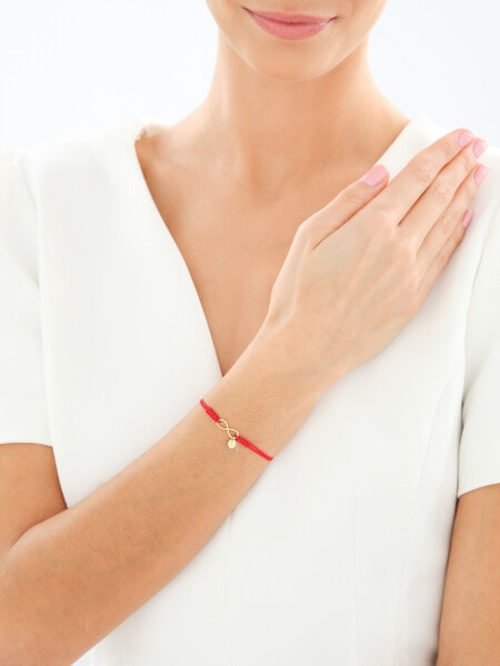 Bransoletka z elementami żółtego złota i diamentem - nieskończoność, literka M - 0,004 ct - próba 375