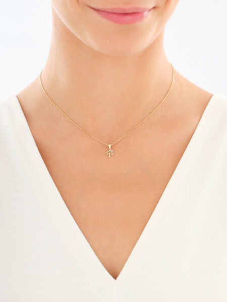Zawieszka z żółtego złota z diamentem - drzewko - 0,005 ct - próba 375