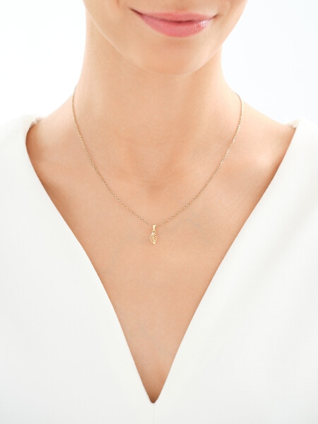 Zawieszka z żółtego złota z diamentem - piórko - 0,004 ct - próba 375