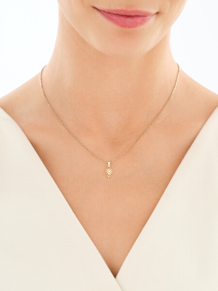 Zawieszka z żółtego złota z diamentem - kwiat - 0,008 ct - próba 375