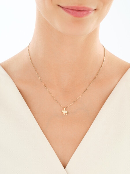 Zawieszka z żółtego złota z diamentem - koń - 0,005 ct - próba 375