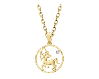Zawieszka z żółtego złota z brylantem - Strzelec - 0,01 ct - próba 585