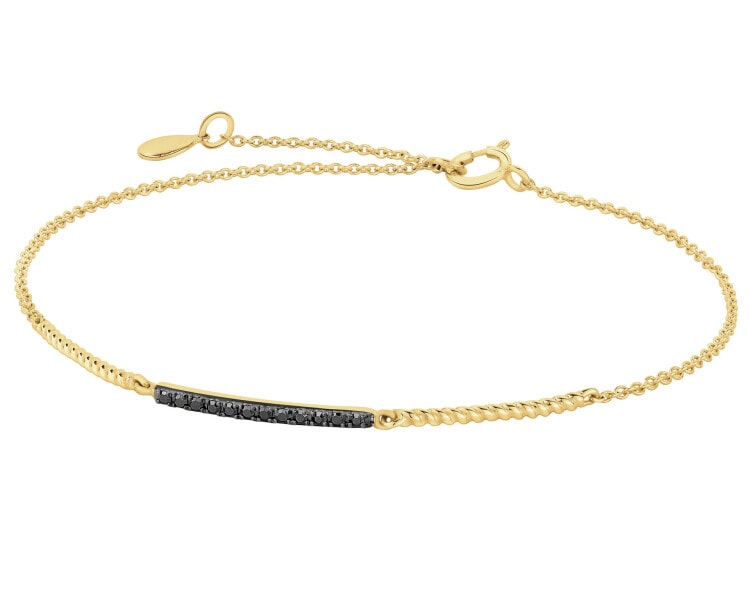 Bransoletka z żółtego złota z czarnymi diamentami - 0,05 ct - próba 585