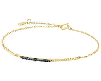 Bransoletka z żółtego złota z czarnymi diamentami - 0,05 ct - próba 585