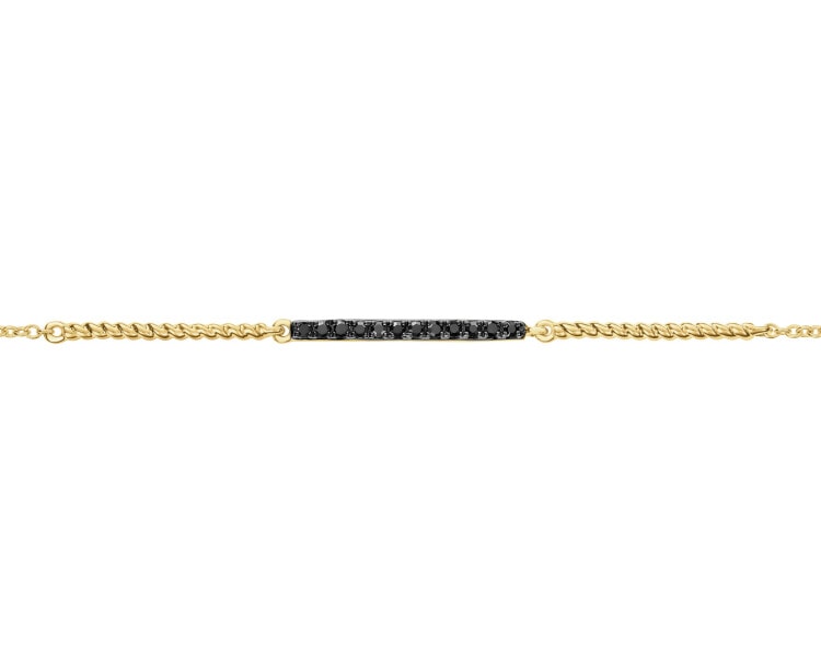 Bransoletka z żółtego złota z czarnymi diamentami - 0,05 ct - próba 585