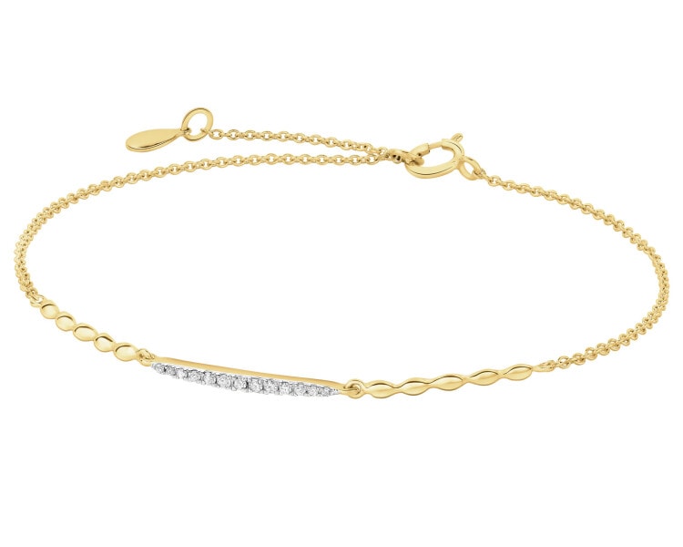 Bransoletka z żółtego złota z diamentami - 0,04 ct - próba 585