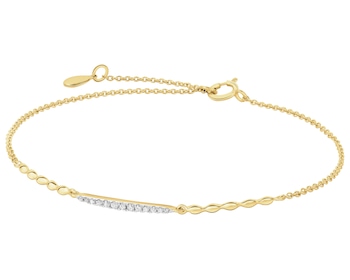 Bransoletka z żółtego złota z diamentami - 0,04 ct - próba 585