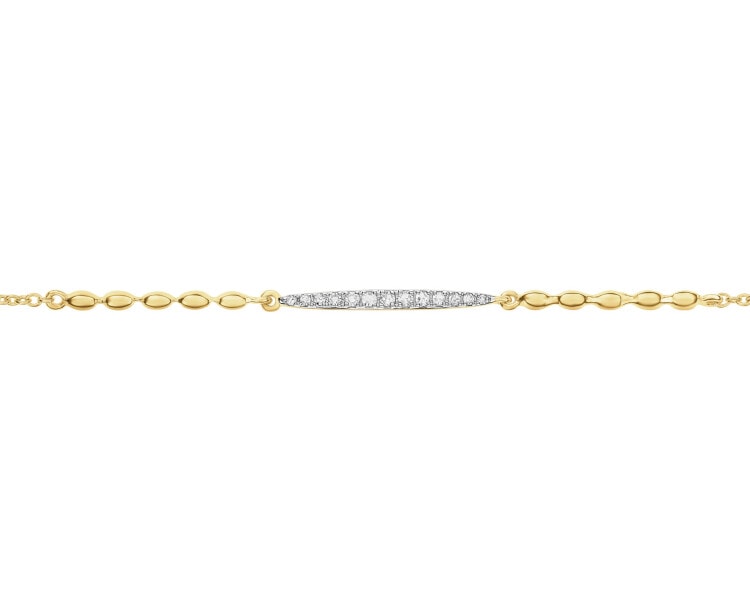 Bransoletka z żółtego złota z diamentami - 0,04 ct - próba 585