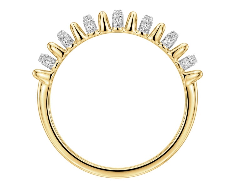 Pierścionek z żółtego złota z diamentami - 0,17 ct - próba 585
