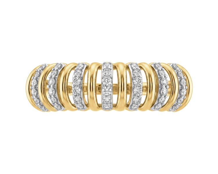 Pierścionek z żółtego złota z diamentami - 0,17 ct - próba 585