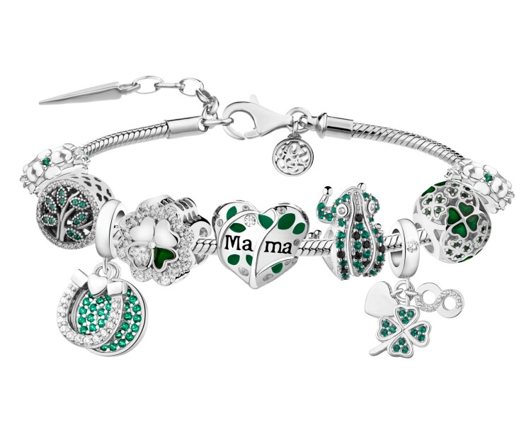 Bransoleta beads zestaw - mama, serce, nieskończoność, koniczyna, żaba, drzewko, podkowa