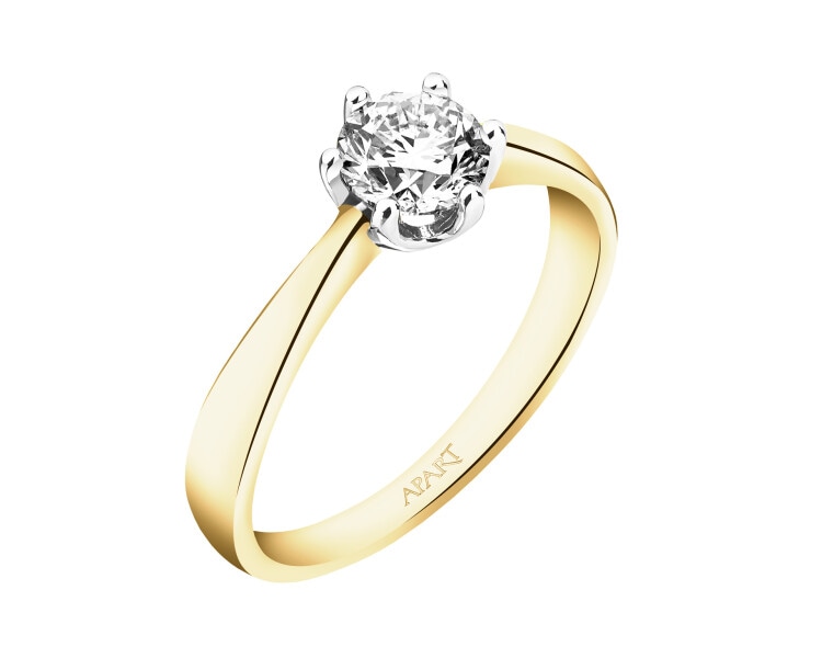 Prsten ze žlutého zlata s briliantem - SI1/H - 0,70 ct - ryzost 750