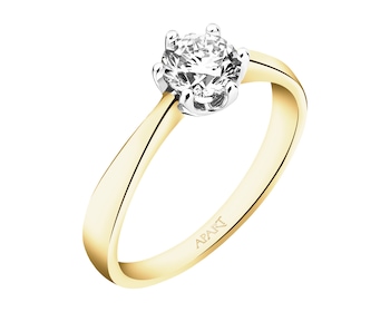 Prsten ze žlutého zlata s briliantem - SI1/H - 0,70 ct - ryzost 750