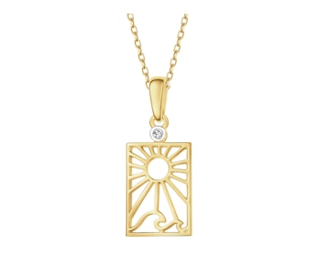Zawieszka z żółtego złota z diamentem - słońce - 0,007 ct - próba 375