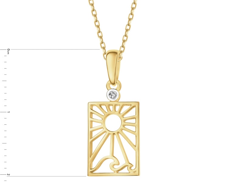 Zawieszka z żółtego złota z diamentem - Słońce - 0,007 ct - próba 375