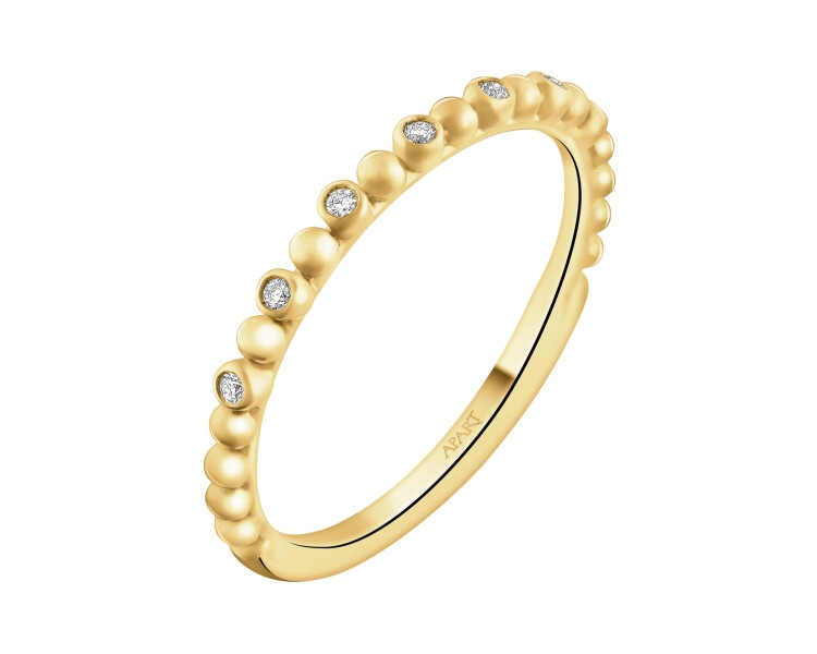Pierścionek z żółtego złota z brylantami - 0,03 ct - próba 375