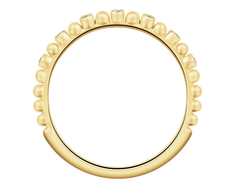 Pierścionek z żółtego złota z brylantami - 0,03 ct - próba 375